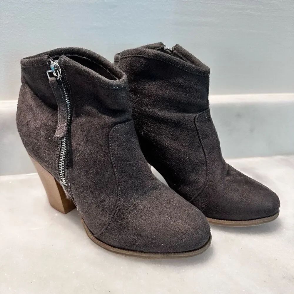 Liliana Womens VINTAGE Y2K Chunky Heel Ankle Booties Brown Size 7